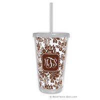 Classic Floral Brown Beverage Tumbler