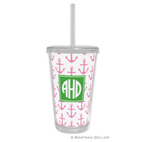 Anchors Pink Beverage Tumbler