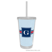 Seersucker Band Red & Navy Beverage Tumbler
