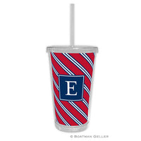 Repp Tie Red & Navy Beverage Tumbler
