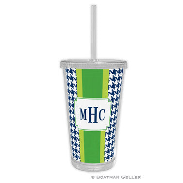 Alex Houndstooth Navy Beverage Tumbler