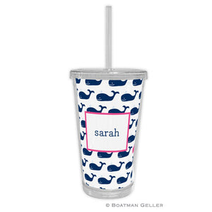 Whale Repeat Navy Beverage Tumbler
