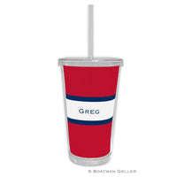 Stripe Red & Navy Beverage Tumbler