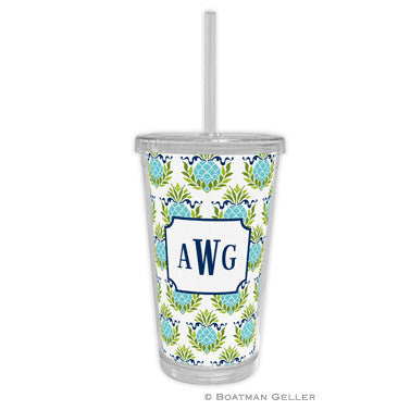 Pineapple Repeat Teal Beverage Tumbler