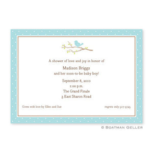 Bird on a Branch Blue Flat Notecard