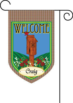 Monogrammed  Birdhouse Garden Flag