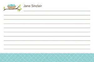 Monogrammed Bird Nest Basketweave Recipe Cards
