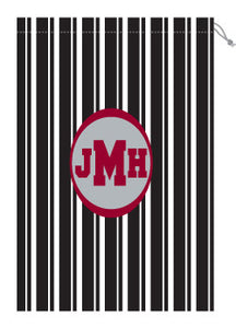 Monogrammed Black & White Striped Laundry Bag
