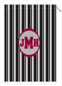 Monogrammed Black & White Striped Laundry Bag