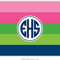 Bold Stripe Pink Green Navy Foldover Note