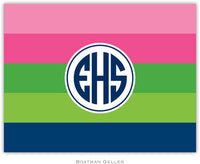 Bold Stripe Pink Green Navy Foldover Note
