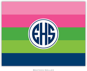 Bold Stripe Pink Green Navy Foldover Note