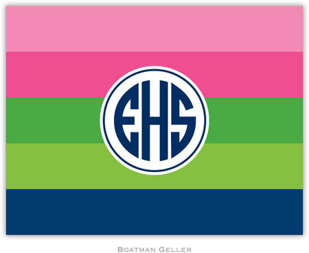 Bold Stripe Pink Green Navy Foldover Note