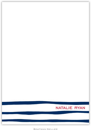 Brush Stripe Navy Flat Notecard
