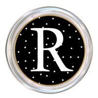 Monogrammed Black & White Tiny Dot Coaster