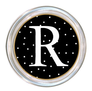 Monogrammed Black & White Tiny Dot Coaster