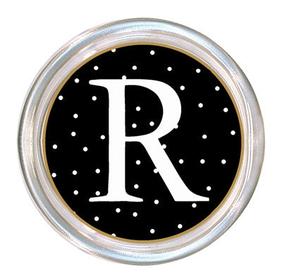 Monogrammed Black & White Tiny Dot Coaster