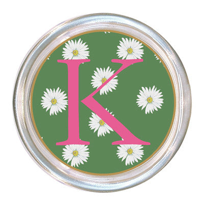 Monogrammed Large Green Daisy Coaster