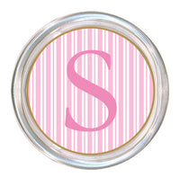 Monogrammed Pink Stripe Coaster
