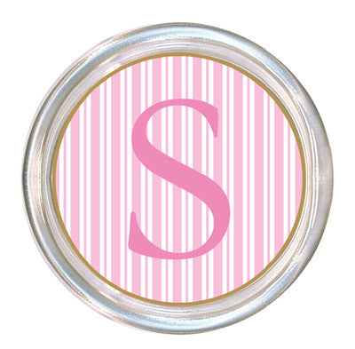 Monogrammed Pink Stripe Coaster
