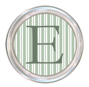Monogrammed Sage Stripe Coaster