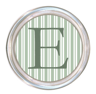 Monogrammed Sage Stripe Coaster