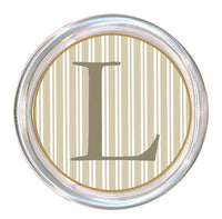 Monogrammed Taupe Stripe Coaster
