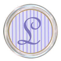 Monogrammed Lavender Stripe Coaster