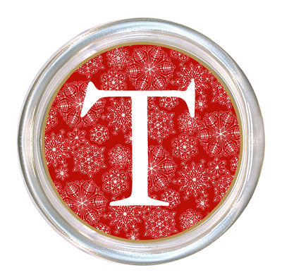 Monogrammed Red Snowflake Coaster