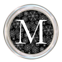 Monogrammed Black Snowflake Coaster