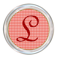 Monogrammed Red Gingham Coaster