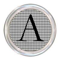 Monogrammed Black & White Gingham Coaster
