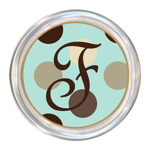 Monogrammed Giant Blue Dots Coaster