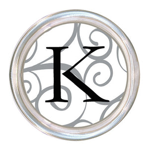 Monogrammed White Curly Q Coaster