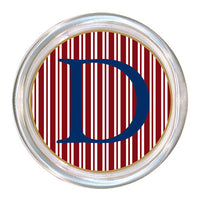 Monogrammed Red Stripe Coaster
