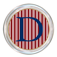 Monogrammed Red Stripe Coaster