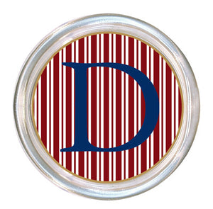 Monogrammed Red Stripe Coaster