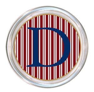 Monogrammed Red Stripe Coaster