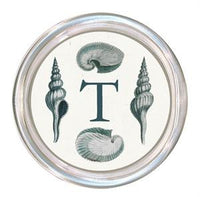 Monogrammed Blue Shells Coaster
