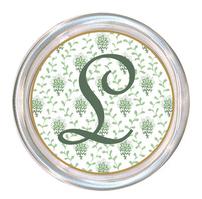 Monogrammed Sage Provencial Print Coaster