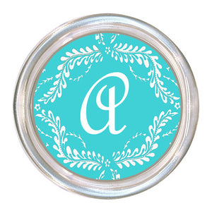 Monogrammed Turquoise Provencial Coaster