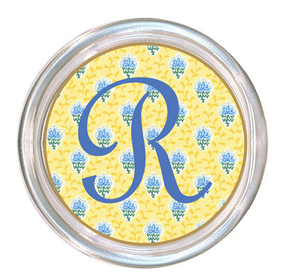 Monogrammed Yellow Provencial Print Coaster