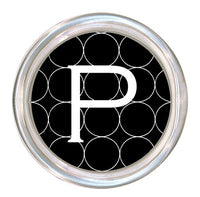 Monogrammed Black and White Circles Coaster
