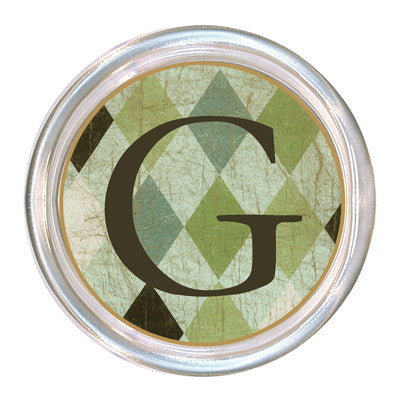 Monogrammed Green Argyle Coaster
