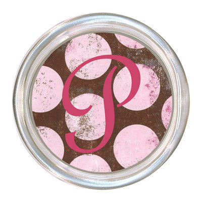 Monogrammed Distressed Pink Dots Coaster
