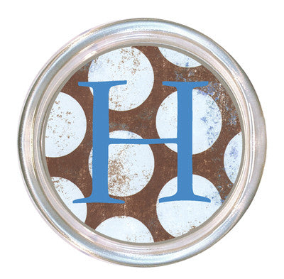 Monogrammed Distressed Blue Dots Coaster