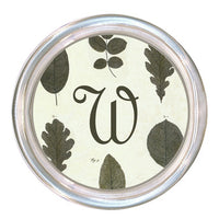 Monogrammed Sage Leaves Coaster