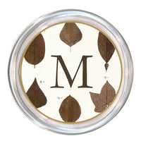 Monogrammed Brown Leaves Coaster