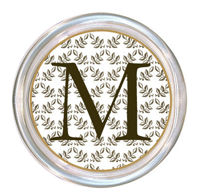 Monogrammed Brown Leaf Print Coaster