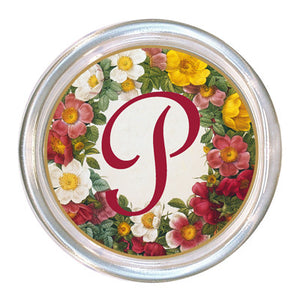 Monogrammed Floral Wreath Coaster